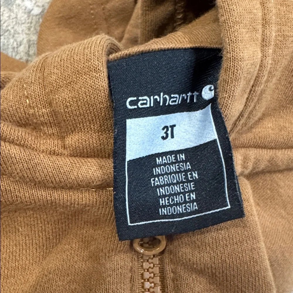 Carhartt Toddler Brown Half-Zip Hoodie – Size 3T | Logo Sleeve | Great Condition - Picture 5 of 5